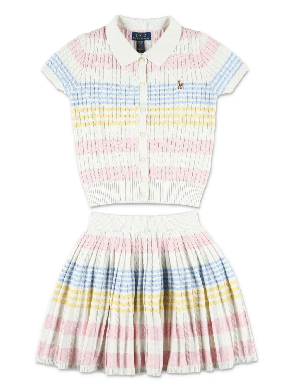 striped cardigan and skirt set