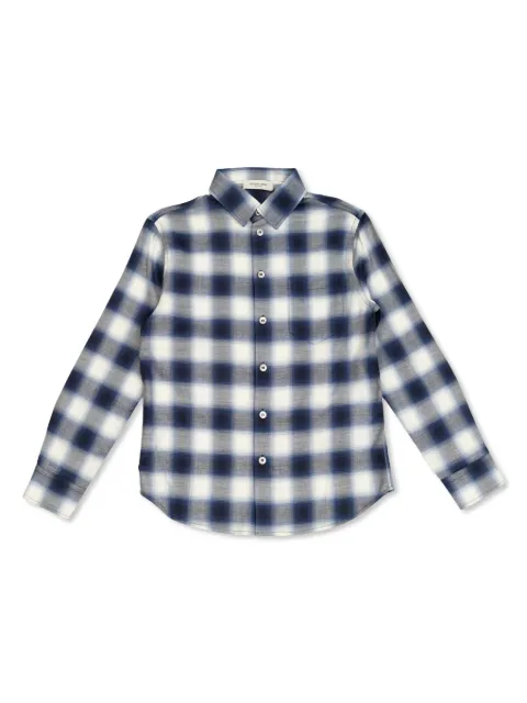 Golden Goose Kids Camisa xadrez com estampa de logo