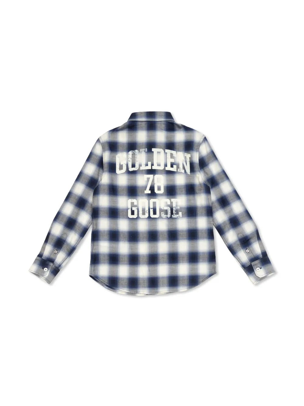 Golden Goose Kids logo-print checked shirt - Blauw