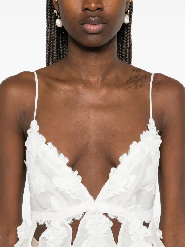 ZIMMERMANN crush-lace Tiered Top | White | FARFETCH