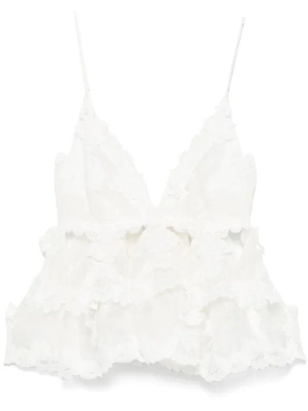 ZIMMERMANN crush-lace Tiered Top | White | FARFETCH