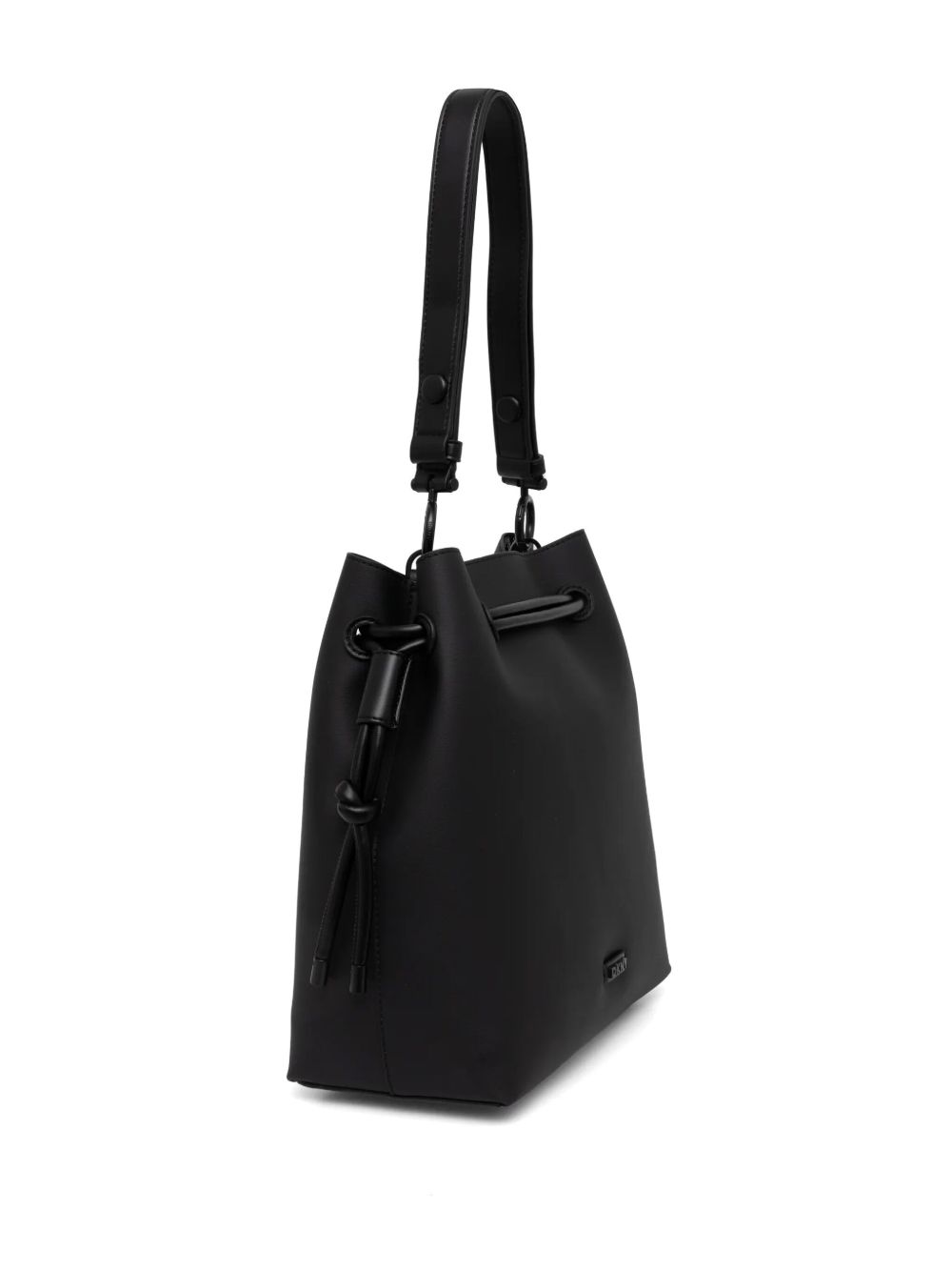 DKNY logo-plaque bucket bag - Zwart