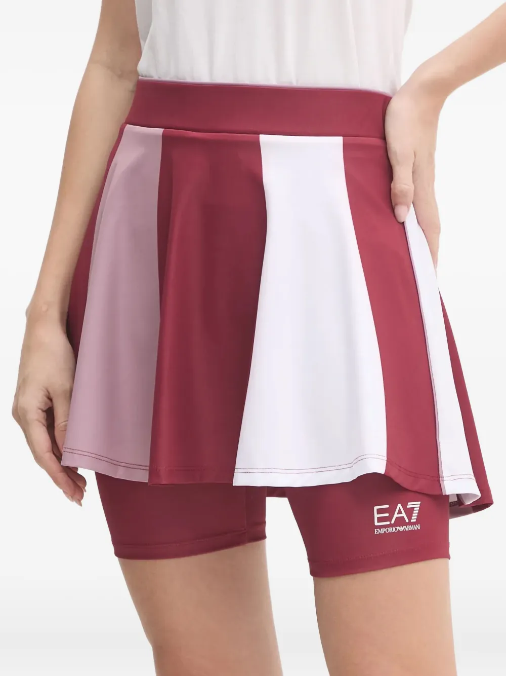 Ea7 Logo-print Panelled Skorts In Red