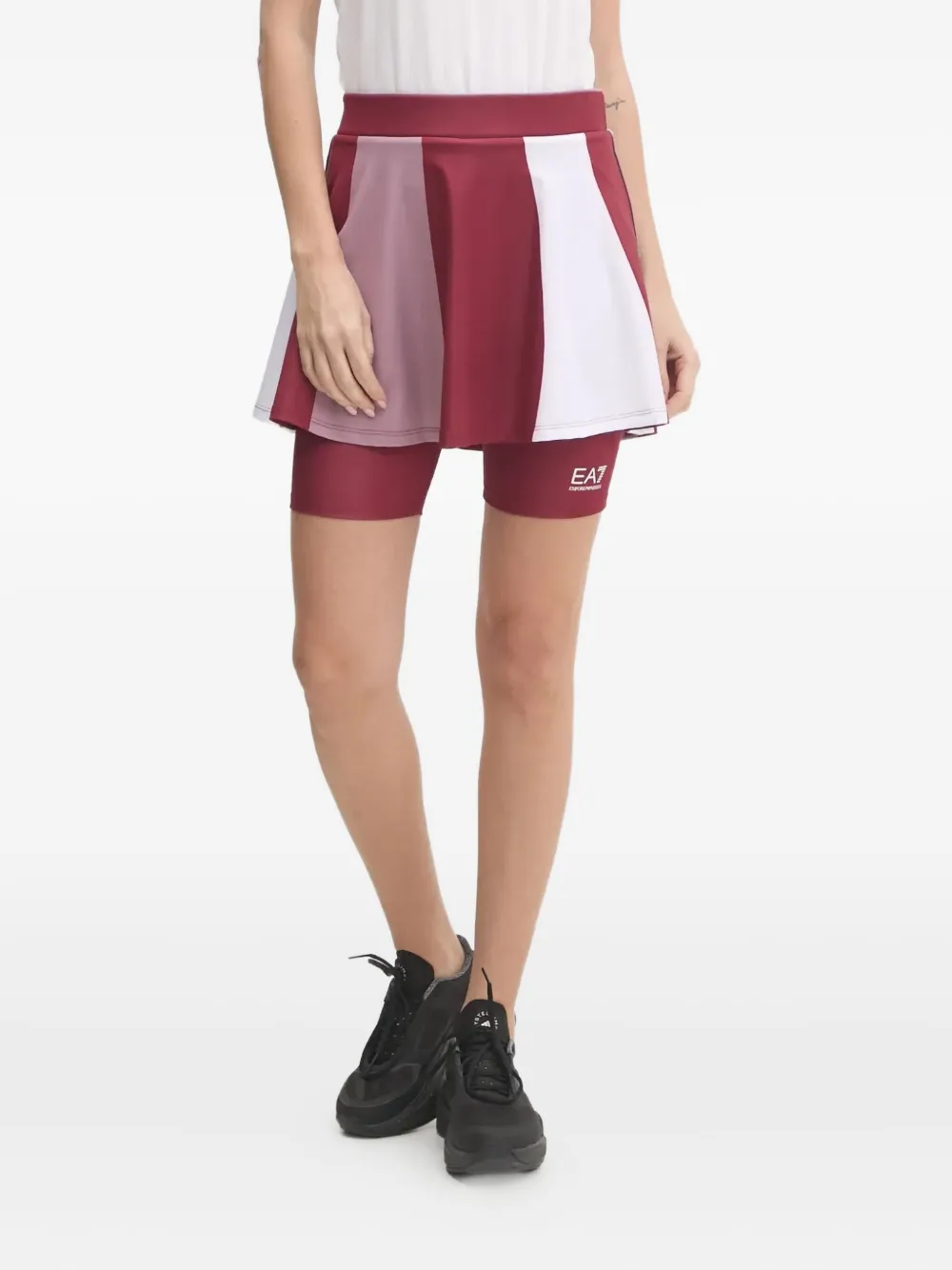 Ea7 Logo-print Panelled Skorts In Red