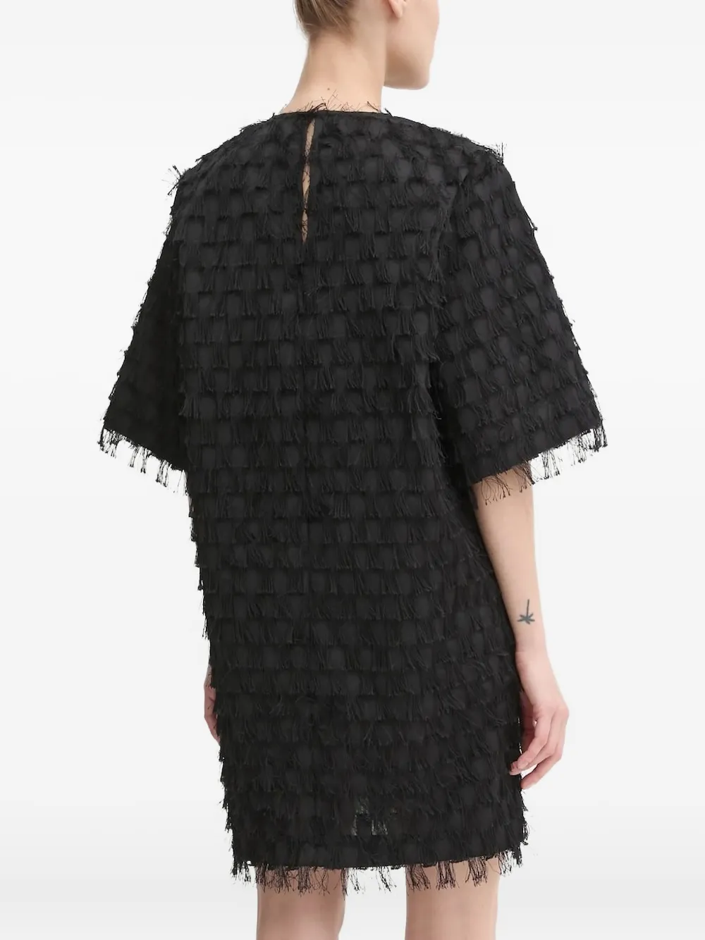 Day Birger Et Mikkelsen fringe-detail short-sleeve dress - Zwart