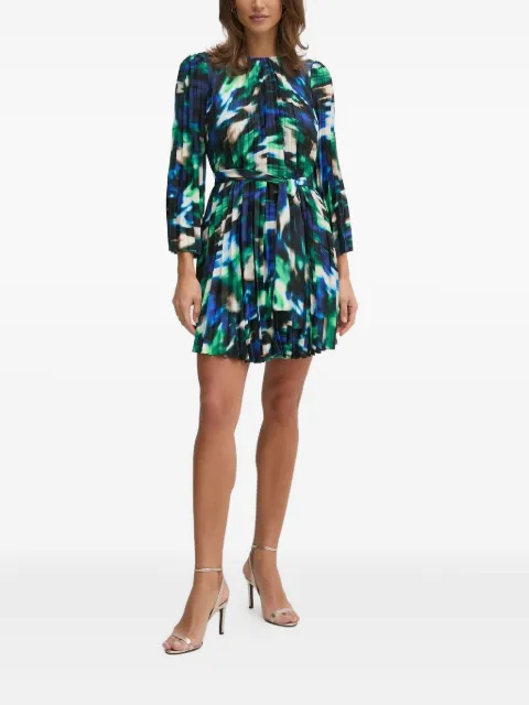 DKNY pleated abstract-print mini dress