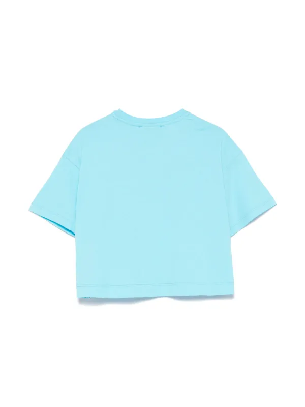 【関税&送料込】Msgm Light Blue Cotton T-Shirt MSGM Kids logo-embellished T-shirt | Blue | FARFETCH