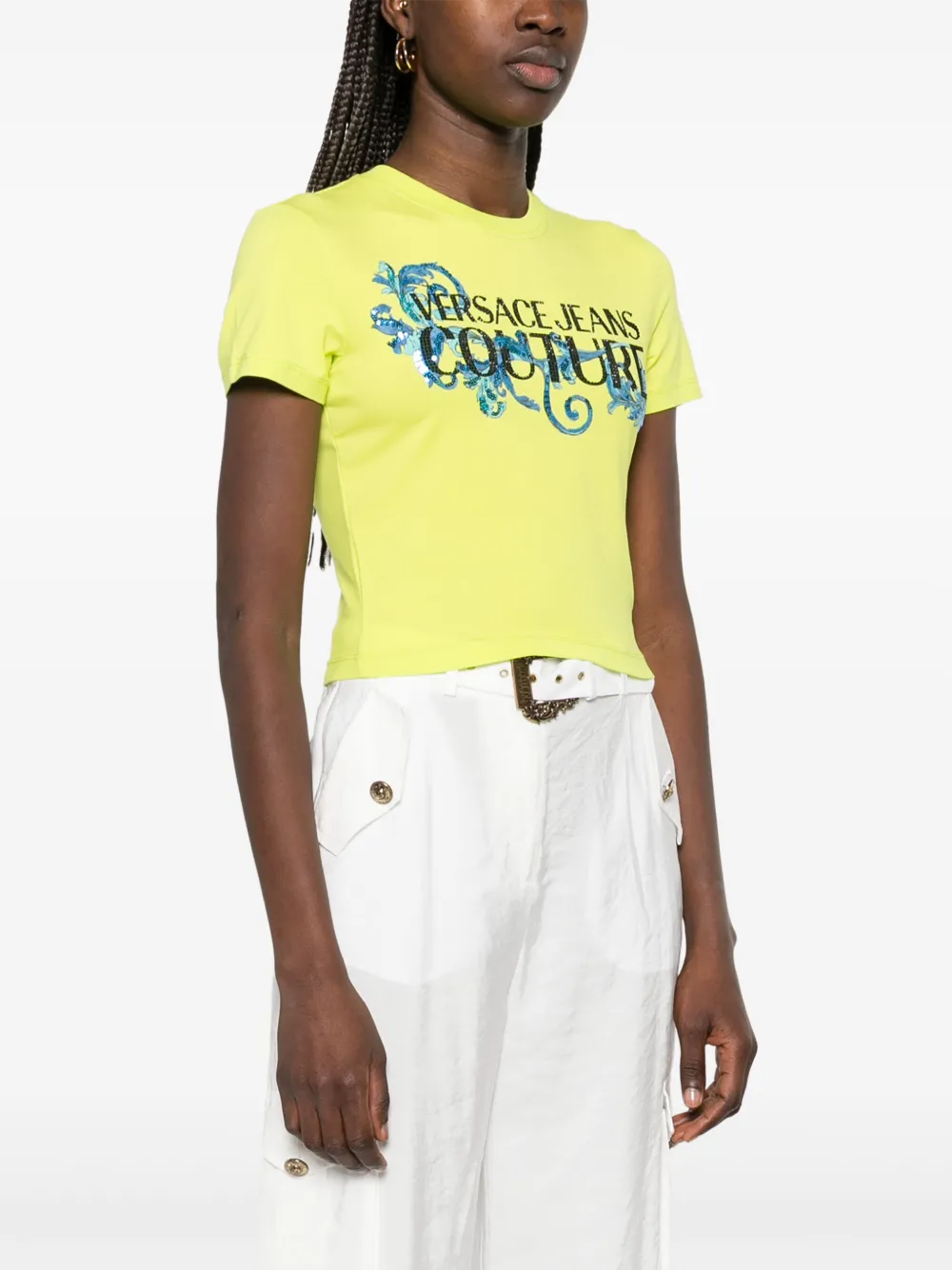 Versace Jeans Couture T-shirt met logoprint Groen