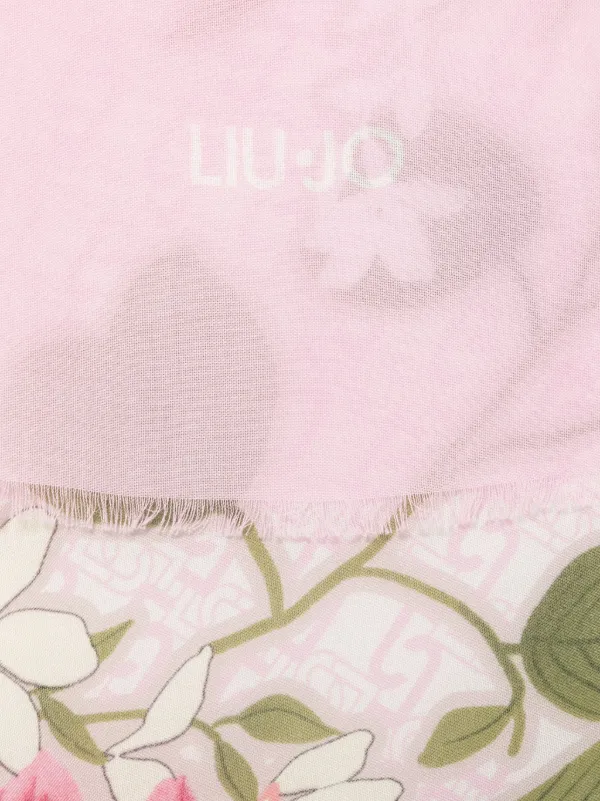 スカーフ LIU JO Woman Scarf Pink 2A5032T0300 00949 2A5023T0300 Liujo Pink Foulard With Floral Corner