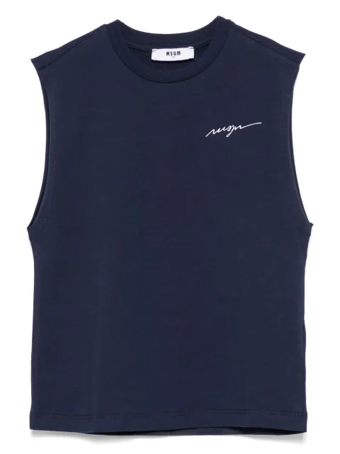 MSGM Kids logo-embroidered tank top