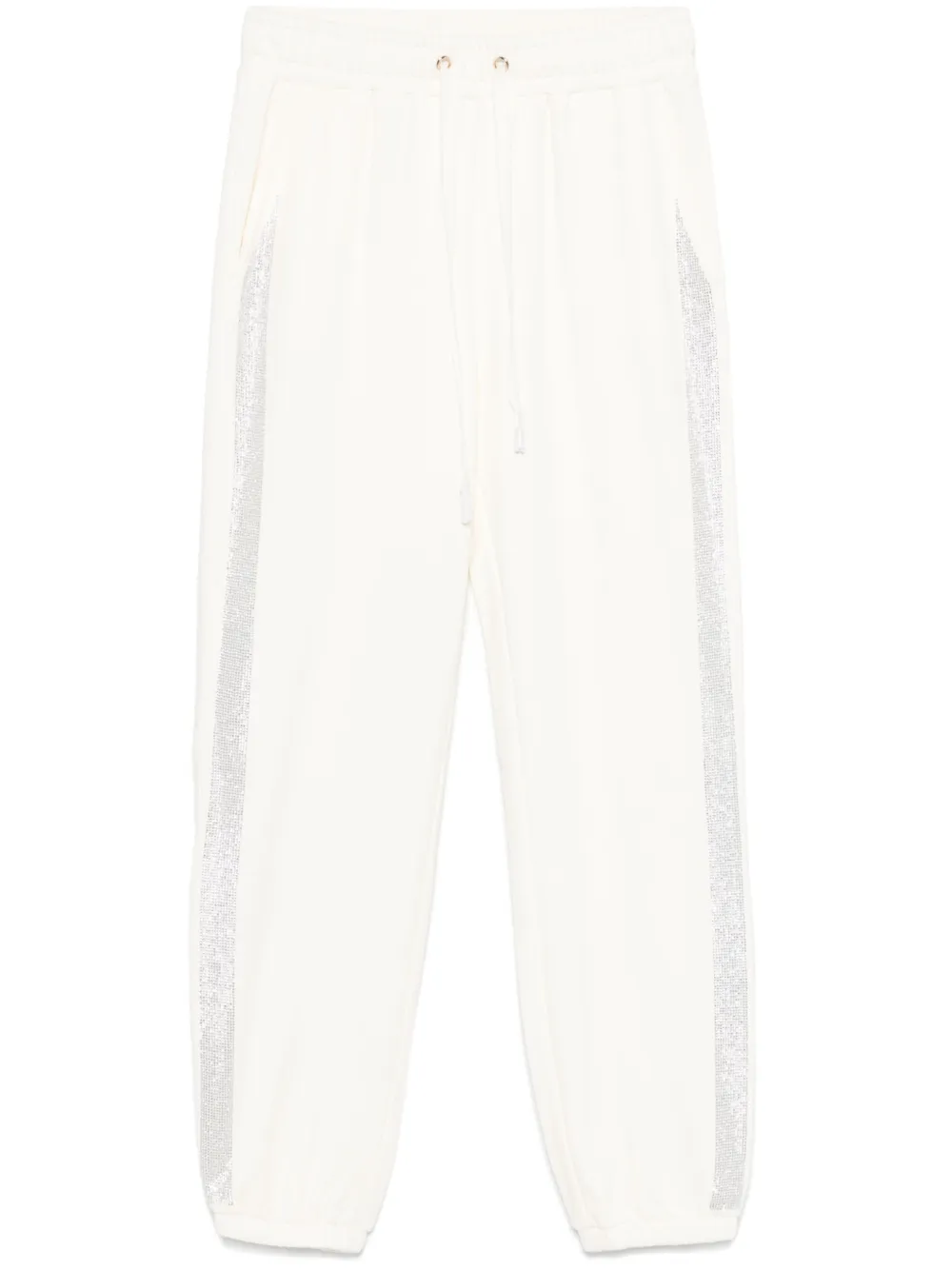 rhinestone-trimmed track pants