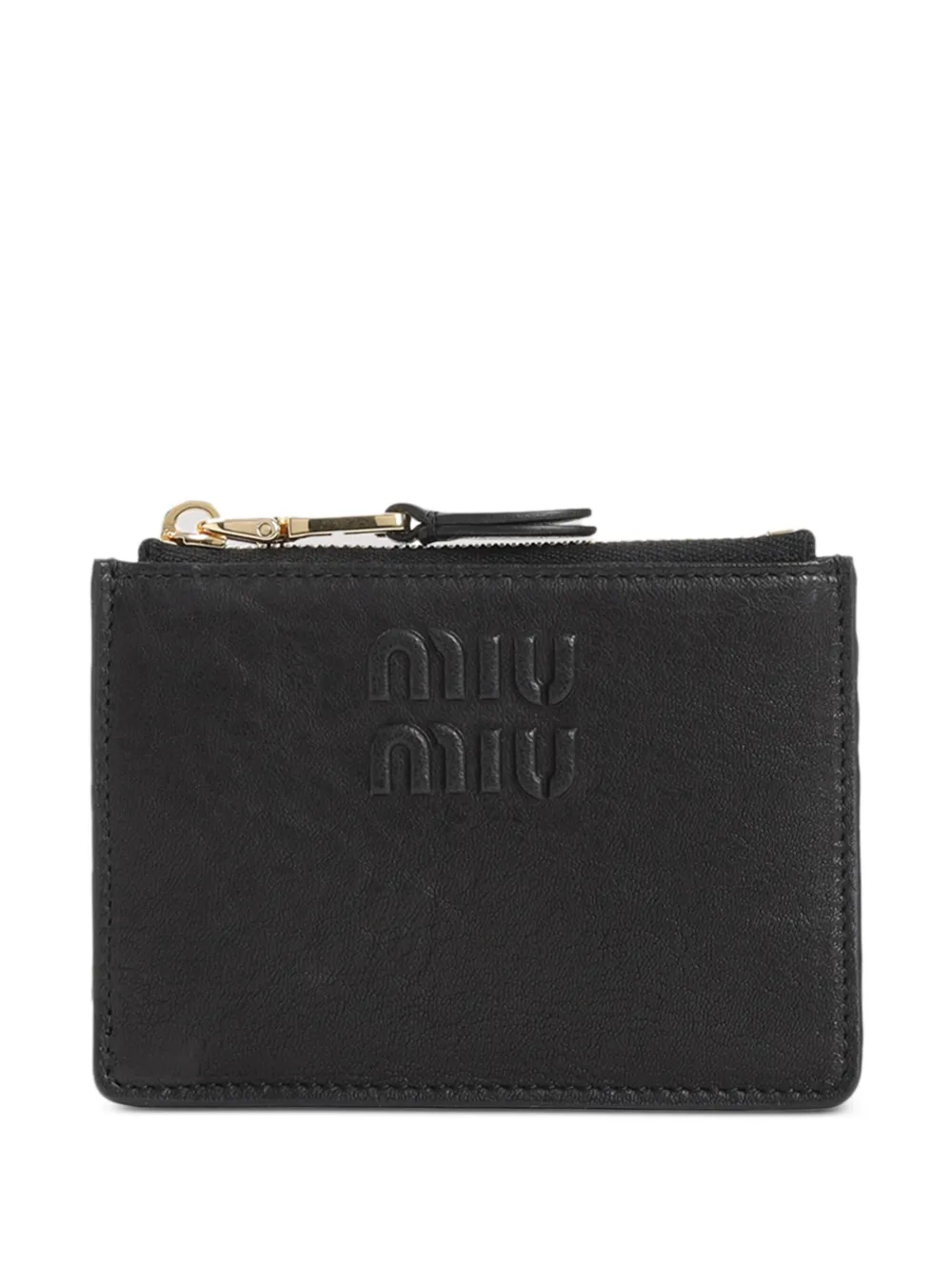 Miu Miu Kartenetui mit Logo-Prägung | Schwarz | Image 1
