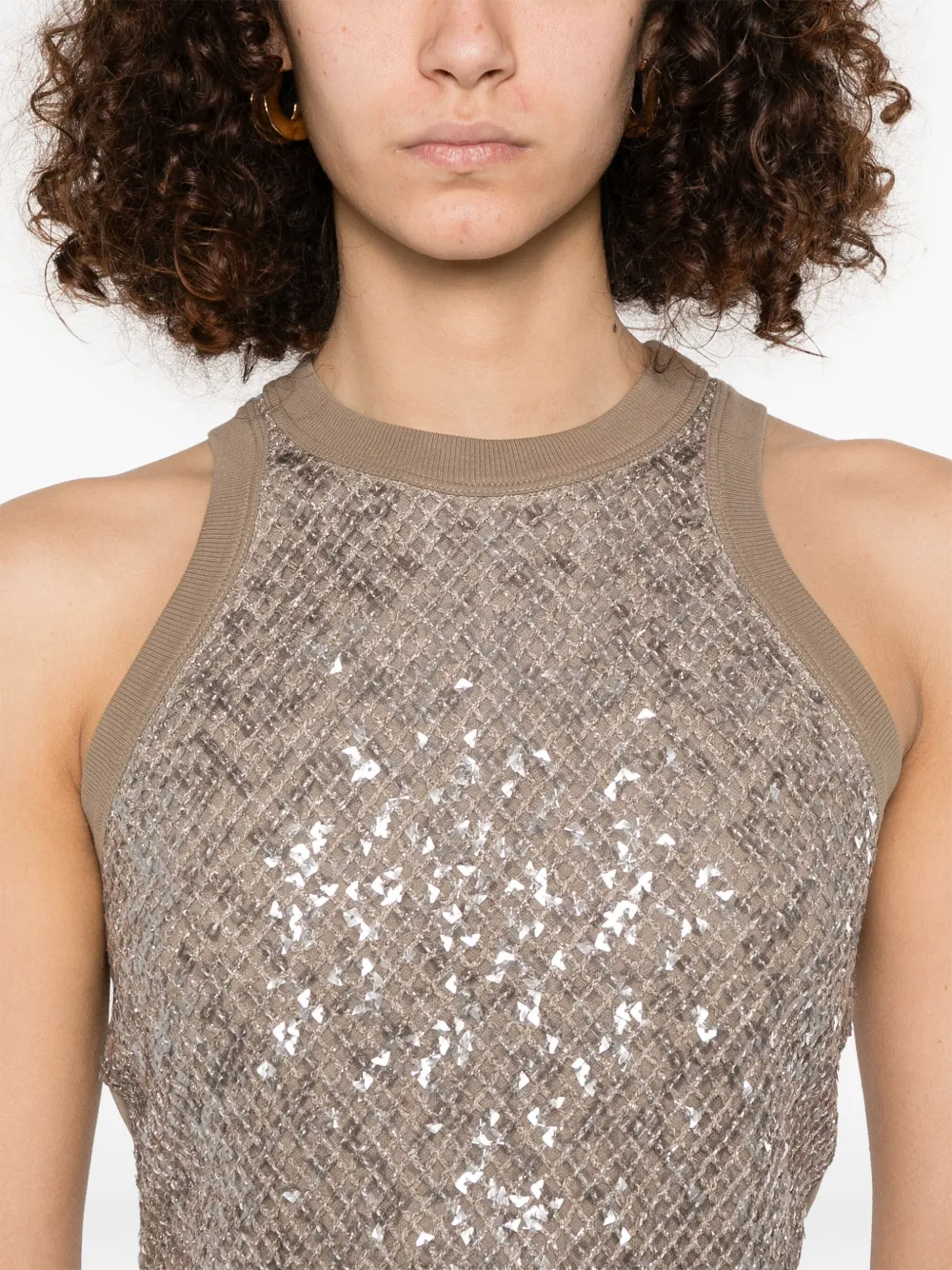 Brunello Cucinelli Tanktop met pailletten Bruin