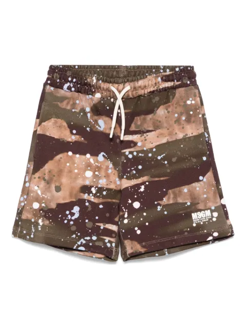 MSGM Kids shorts deportivos con salpicaduras de pintura estampadas