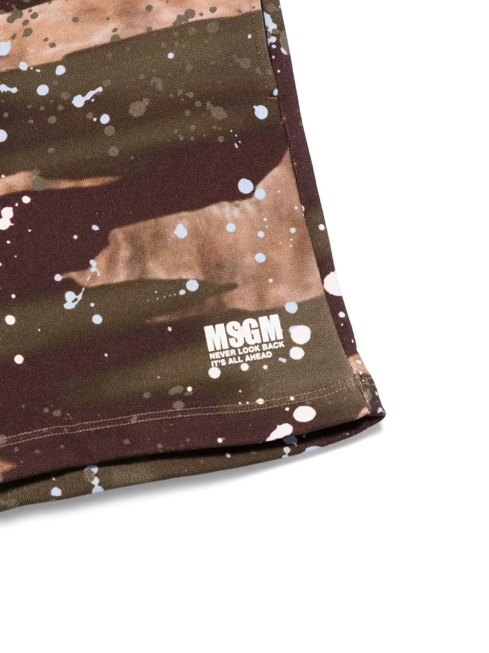 MSGM Kids Trainingsshorts met verfspatten Bruin