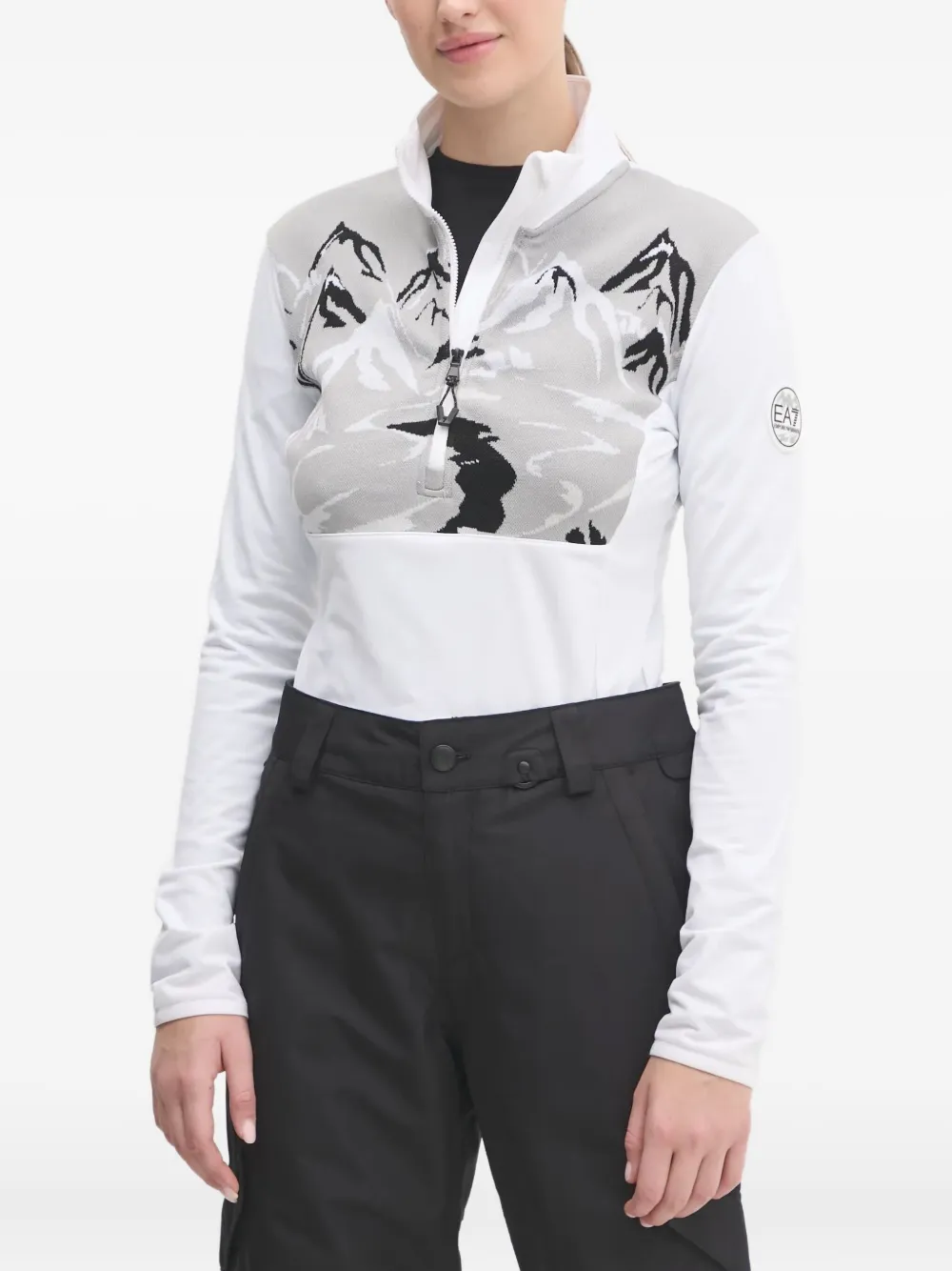 Ea7 Emporio Armani Oberteil mit Jacquardmuster - Weiß