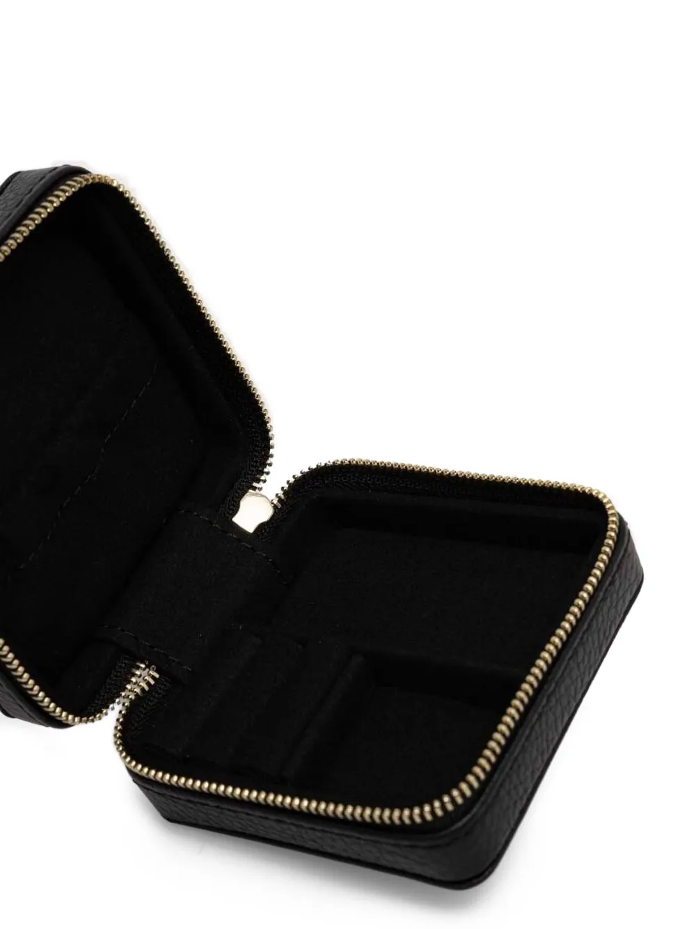 Coccinelle Leather Zip-around Jewellery Case (9cm X 9cm) In Black