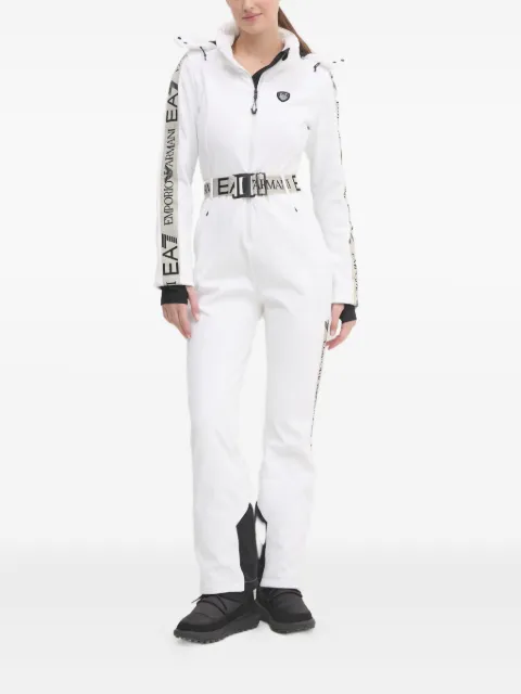 Ea7 Emporio Armani logo-print hooded ski jumpsuit