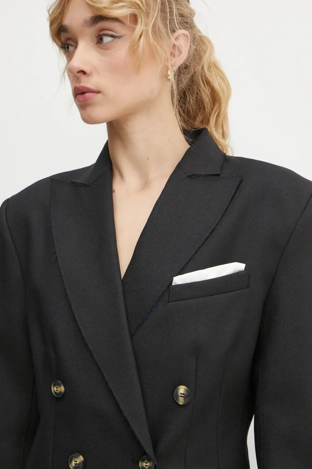 Day Birger Et Mikkelsen Double-breasted Frayed-edge Blazer In Black