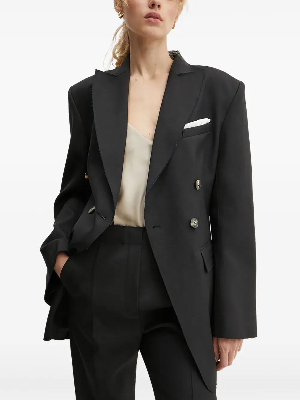 Day Birger Et Mikkelsen double-breasted frayed-edge blazer | Black | Image 1