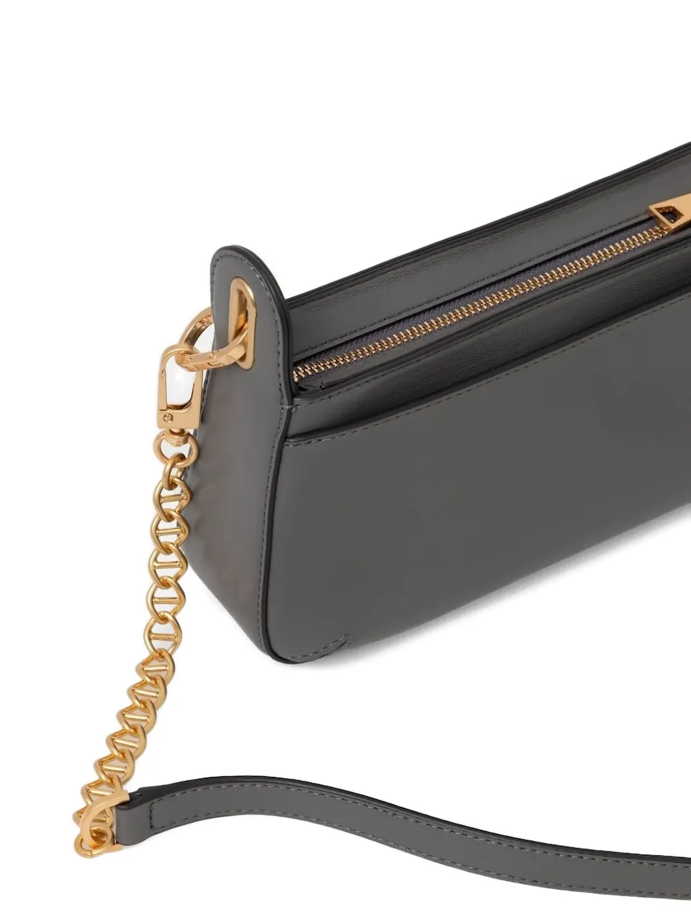 DKNY Leren crossbodytas met kettinghengsel Grijs