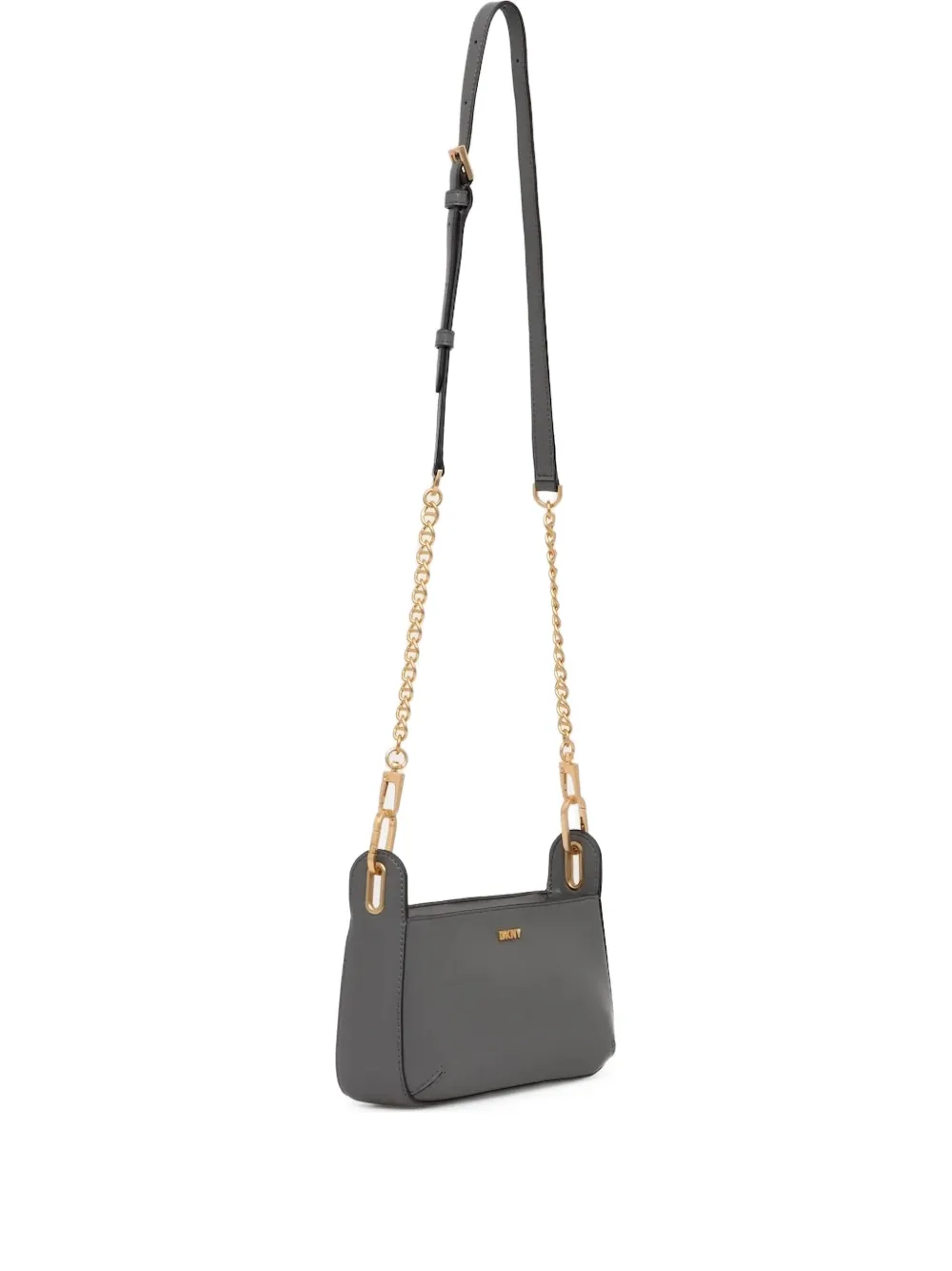 DKNY Leren crossbodytas met kettinghengsel Grijs