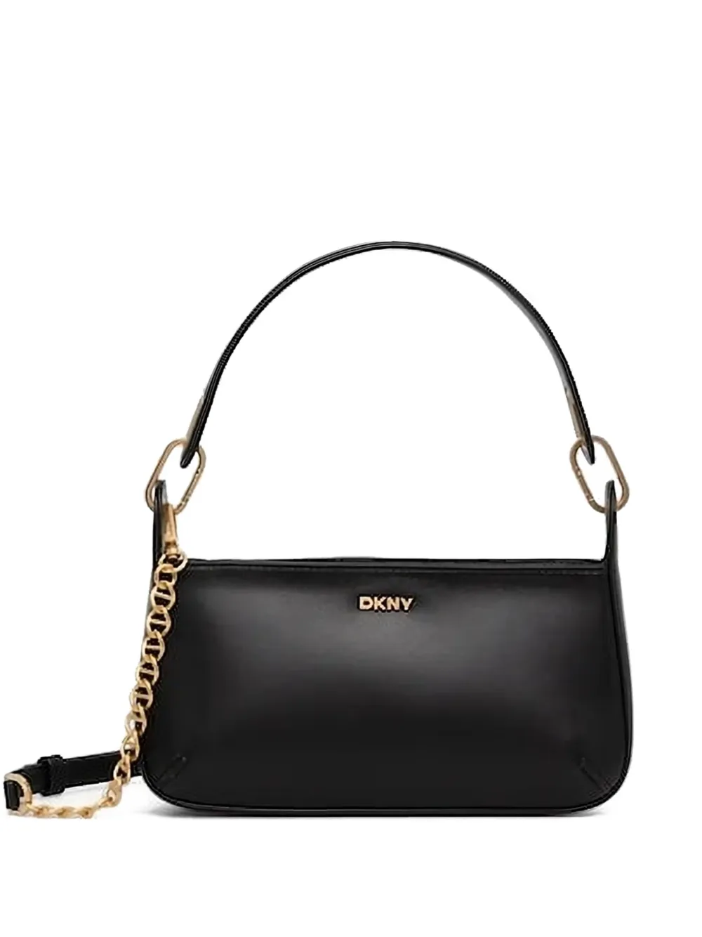 DKNY Leren crossbodytas met kettinghengsel Zwart