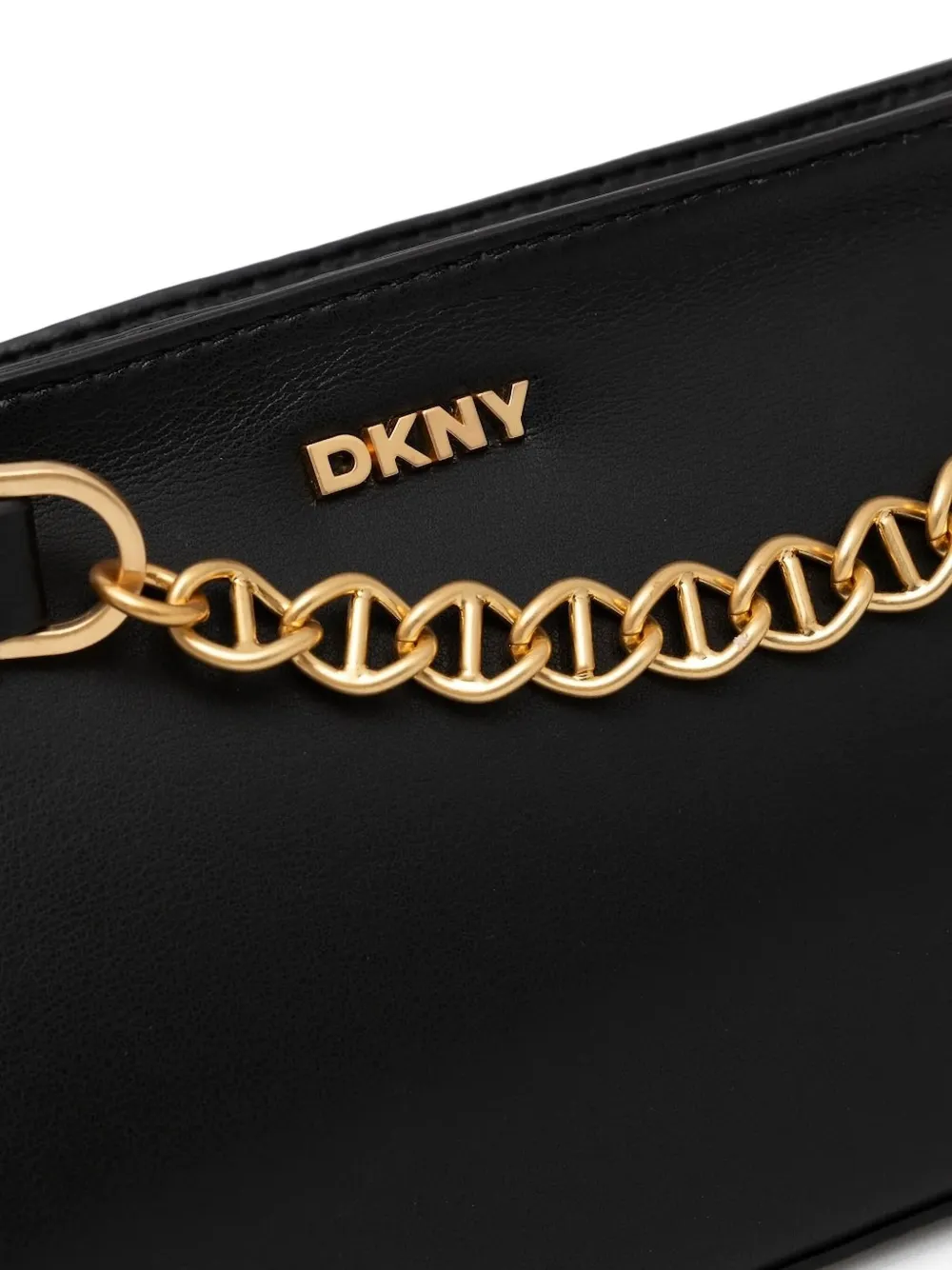 DKNY Leren crossbodytas met kettinghengsel Zwart