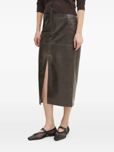Day Birger Et Mikkelsen front-slit leather midi skirt