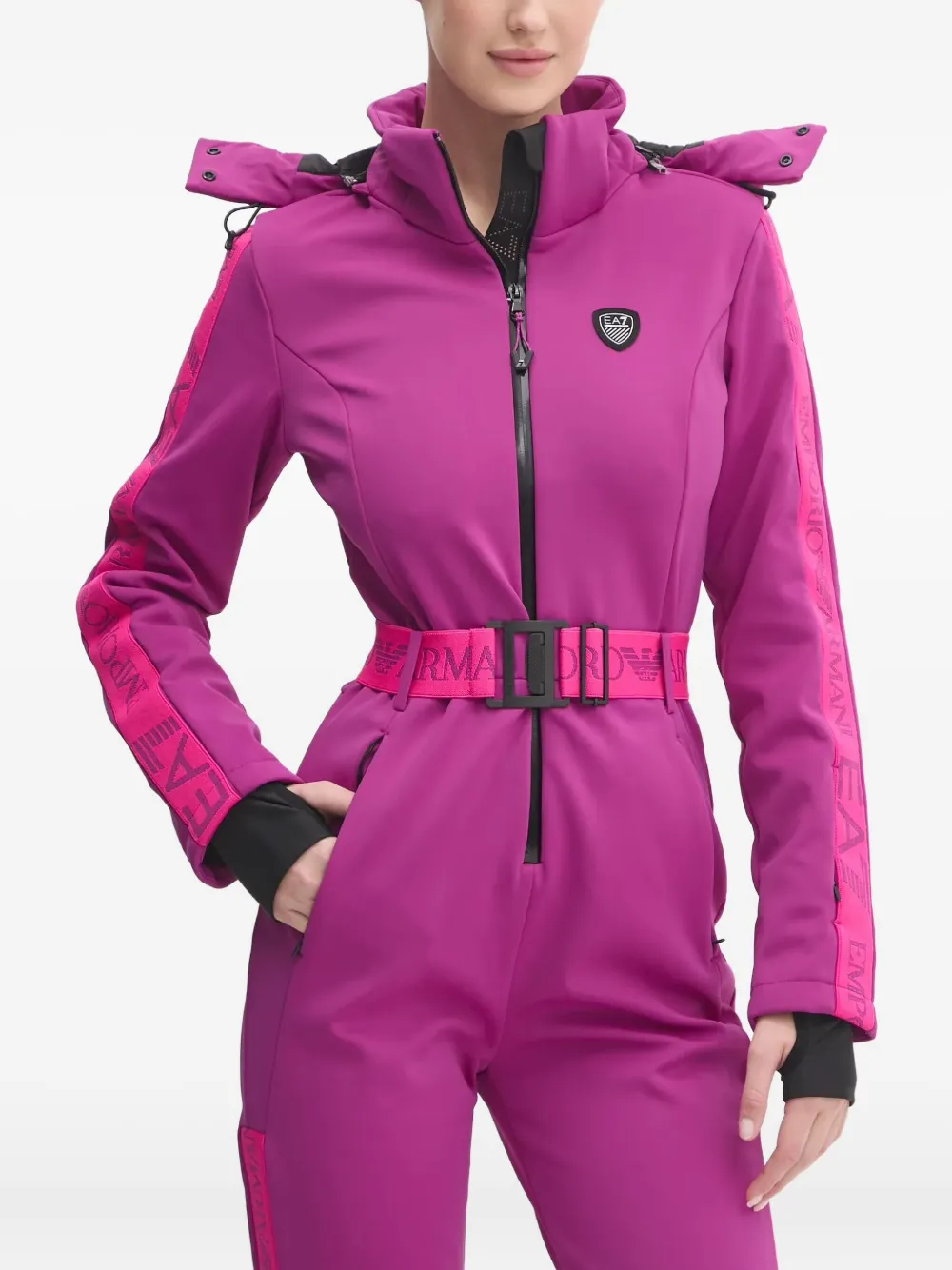 Ea7 Belted Ski Jumpsuit In Pink