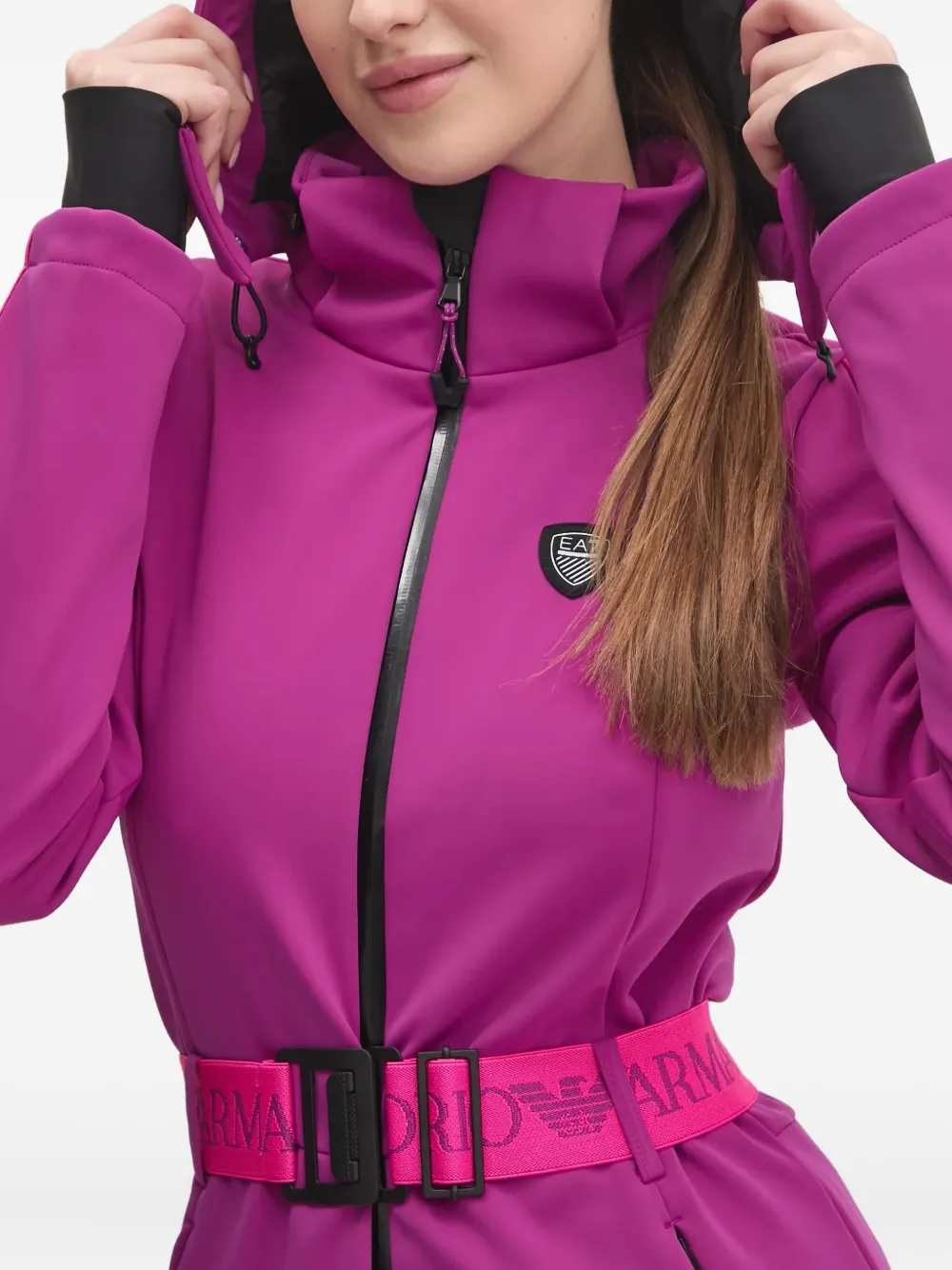 Ea7 Belted Ski Jumpsuit In Pink