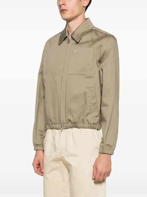 AMI Paris Heart-embroidered Shirt Jacket | Green | FARFETCH