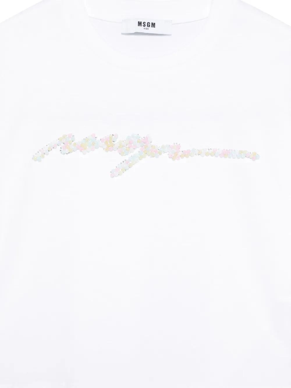 MSGM Kids T-shirt met logo van kralen Wit