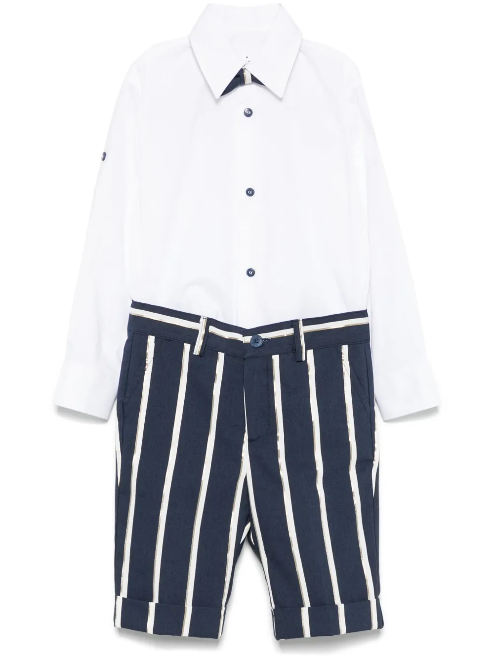 Colorichiari Striped Shirt And Trousers Set In Blue