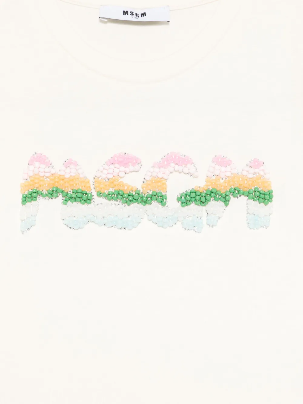 MSGM Kids T-shirt met logo van kralen Beige