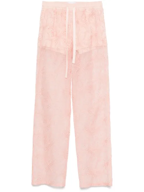 Genny floral-embroidered organza trousers  