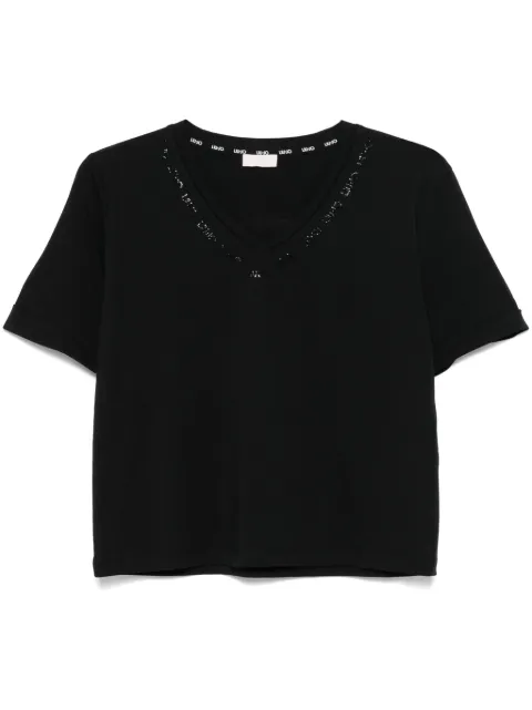 LIU JO playera con logo y detalles de cristal