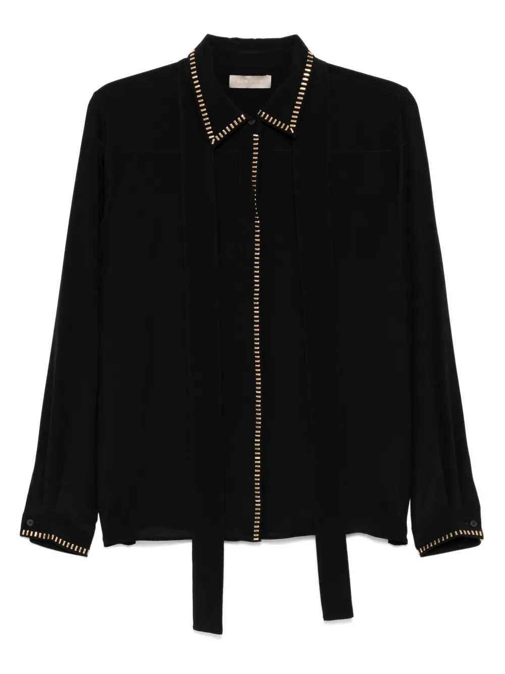 Elie Saab stud-embellished silk shirt Zwart