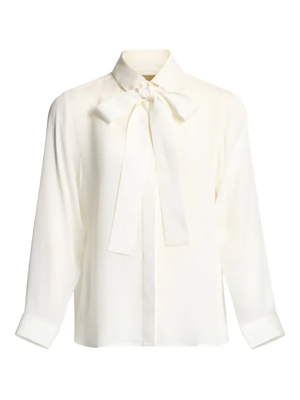 Elie Saab Bow-detail Silk Shirt in White