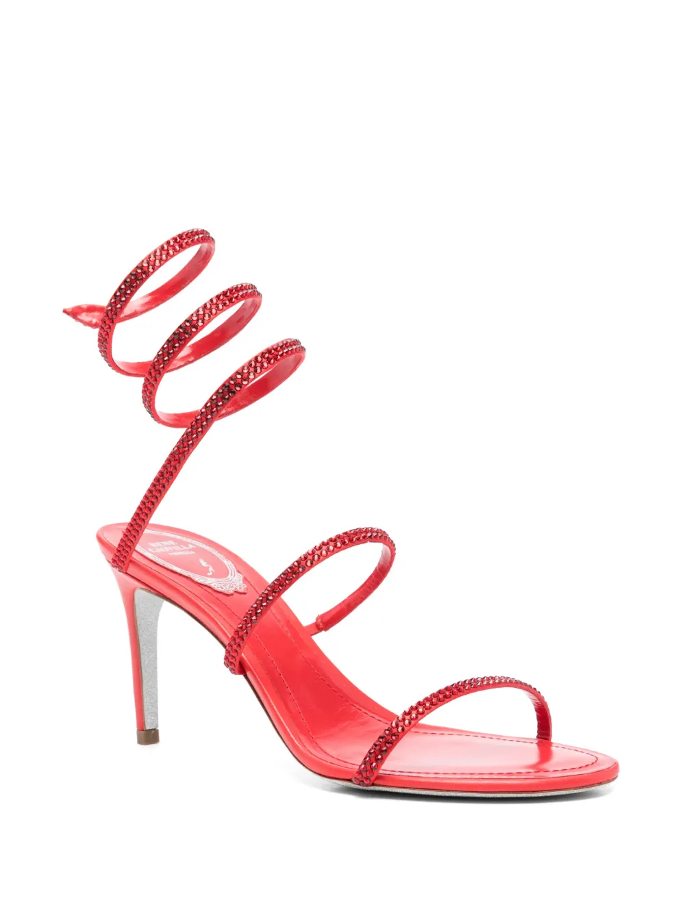 René Caovilla 80 mm sandalen verfraaid met stras - Rood