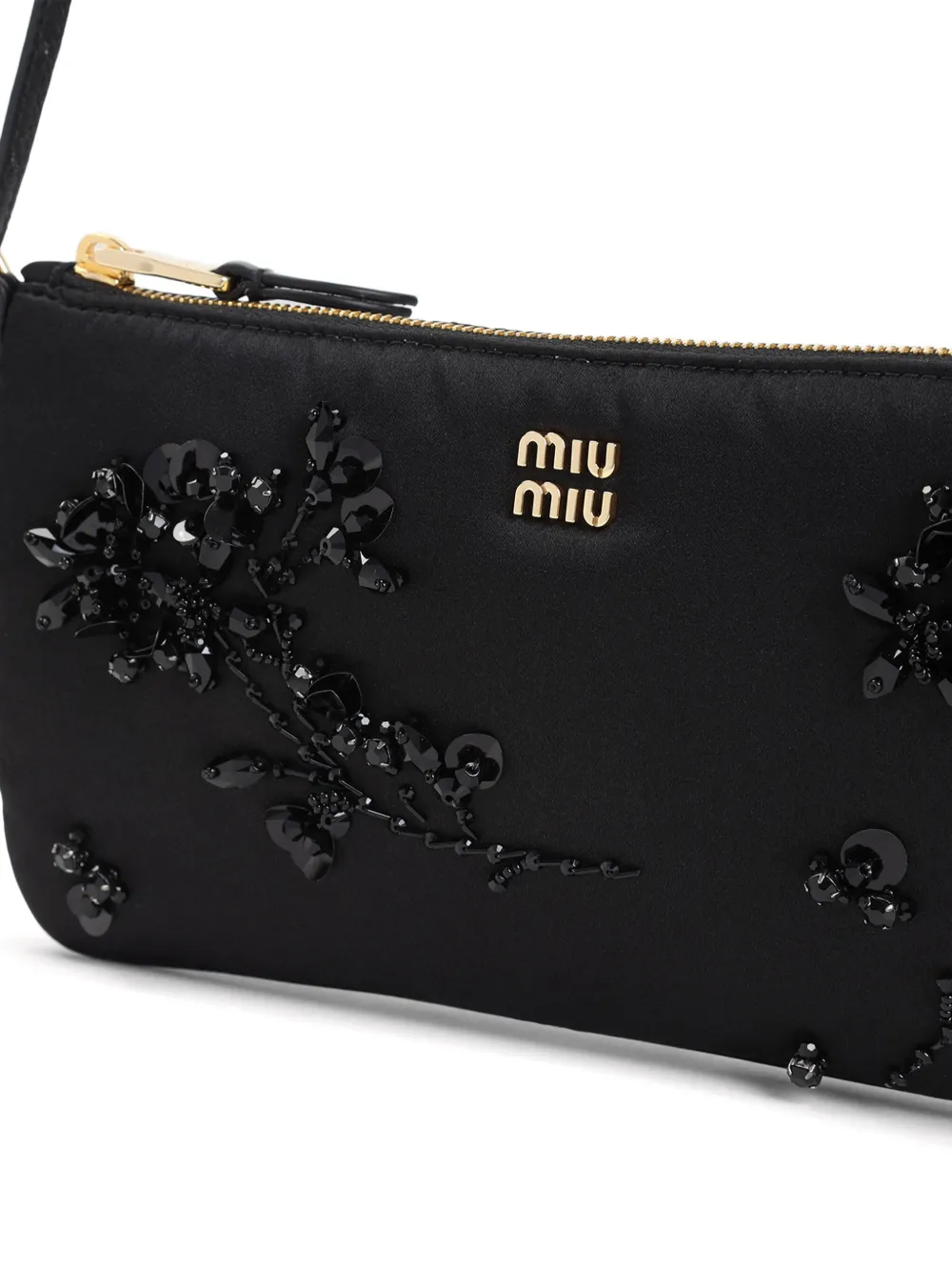 Miu Schoudertas met borduurwerk Zwart