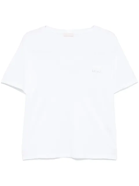 LIU JO playera con logo y detalles de cristal