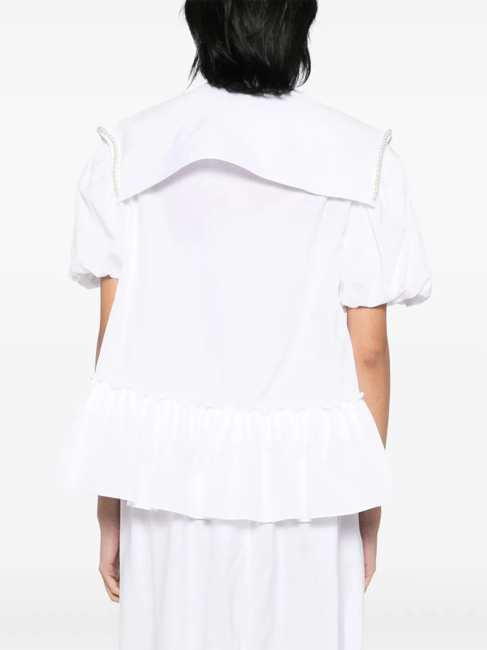 Simone Rocha Blouse met pofmouwen en matrozenkraag Wit