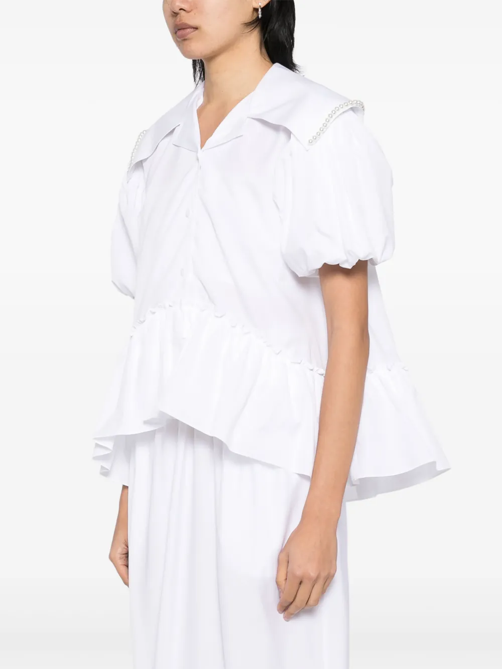 Simone Rocha Blouse met pofmouwen en matrozenkraag Wit