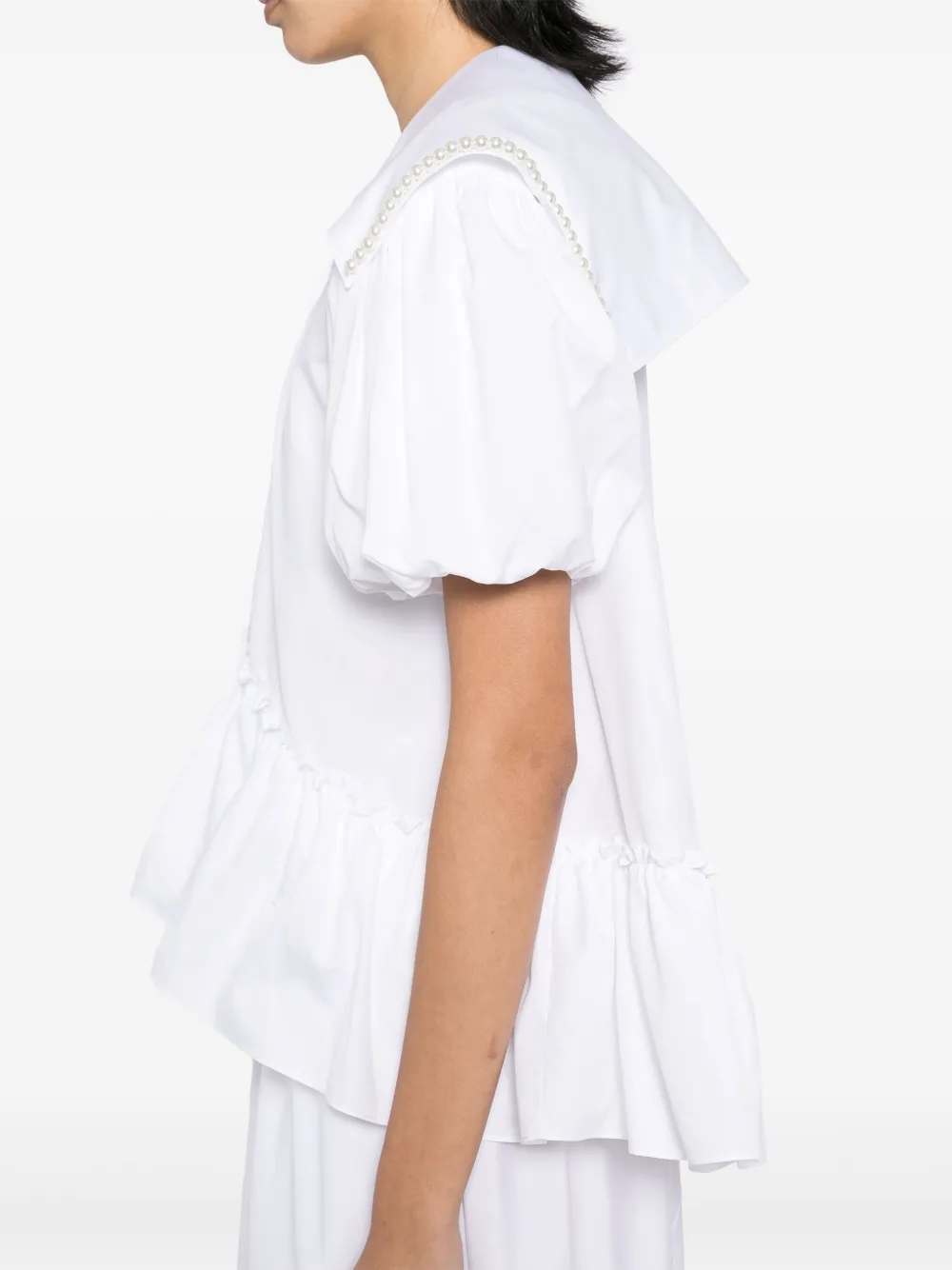 Simone Rocha Blouse met pofmouwen en matrozenkraag Wit