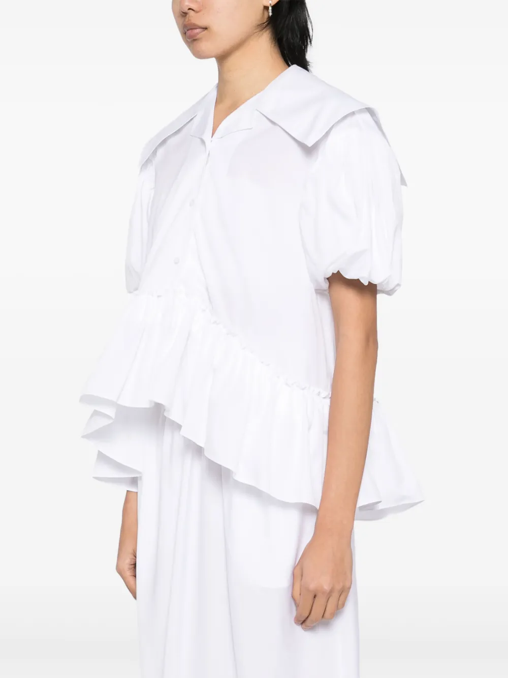 Simone Rocha Blouse met pofmouwen en matrozenkraag Wit