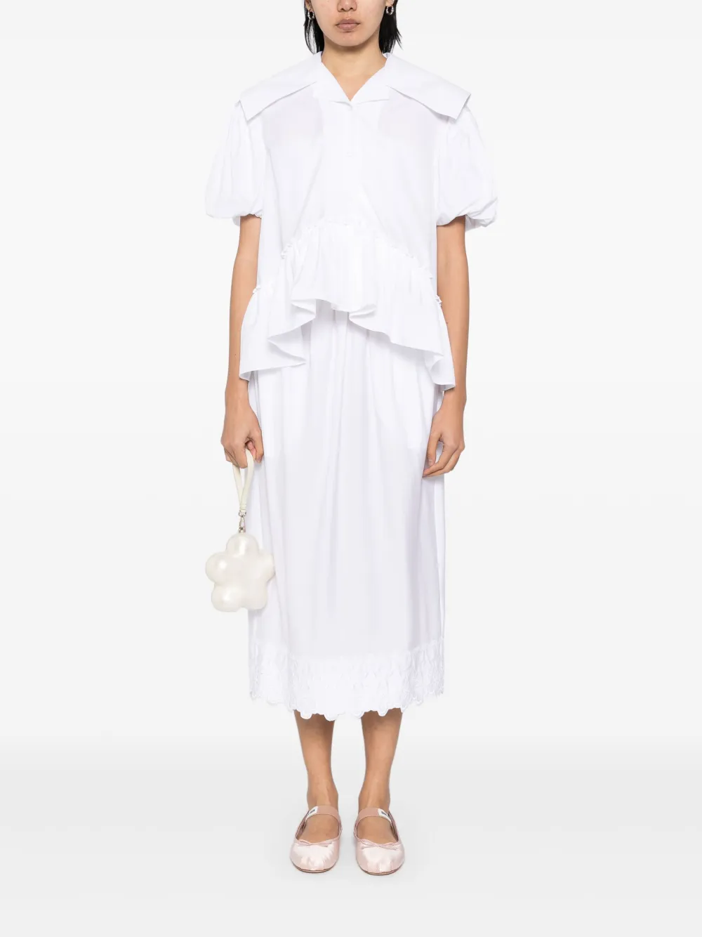 Simone Rocha Blouse met pofmouwen en matrozenkraag - Wit