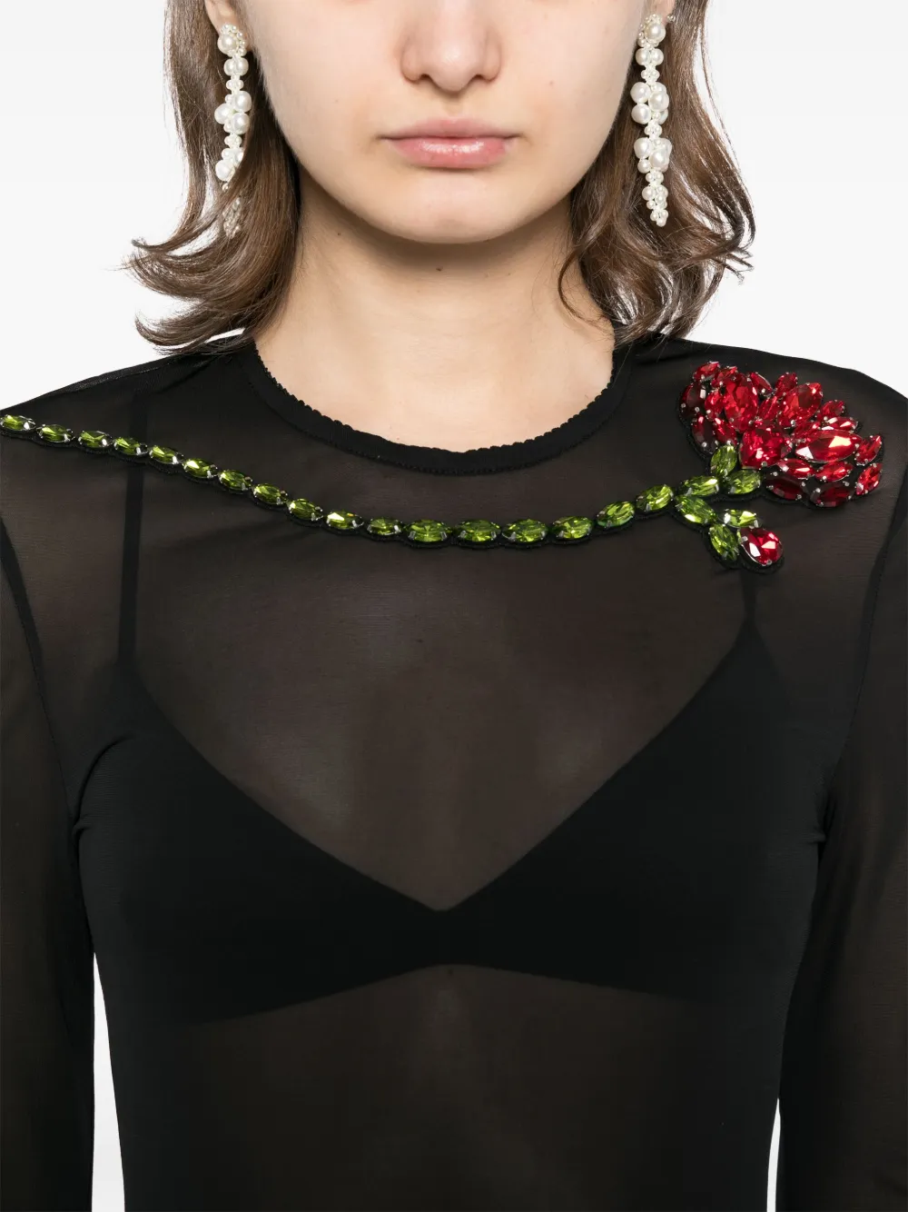 Simone Rocha Jurk met mesh Zwart