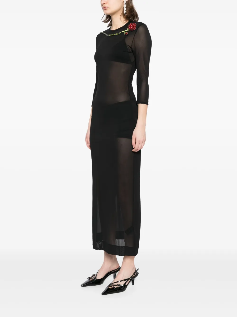 Simone Rocha Jurk met mesh Zwart