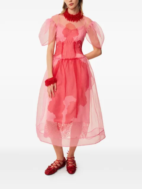 Simone Rocha puff-sleeve sculpted-corset midi dress